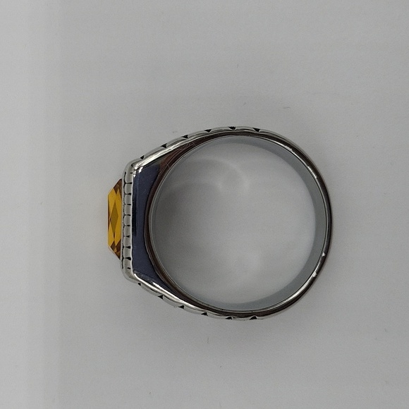 2010- Yellow Cubic Zirconia Handmade Men's Ring Size 10.5 NWT - Picture 5 of 8